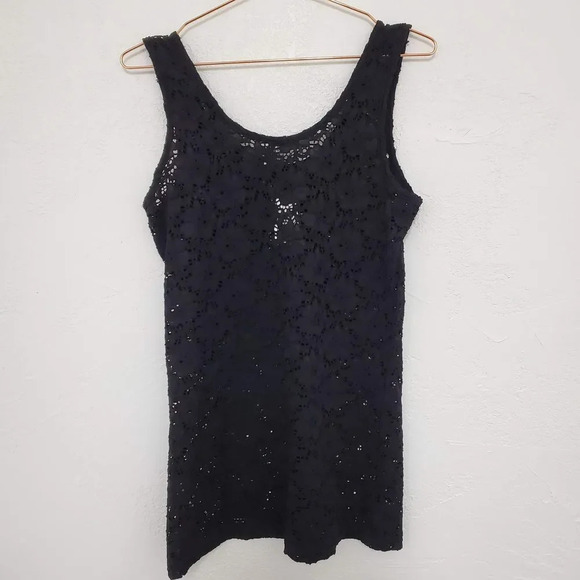VANITY | NWT Black Stretch Lace Scoop Neck Tank XL - Picture 5 of 6